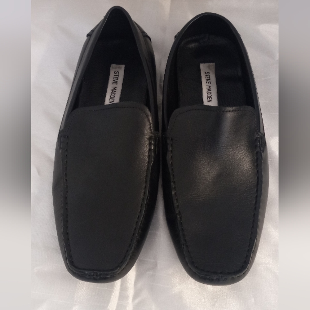 Steve Madden Jaylon Mens Black Leather Driving Slip On Moccasin Size 10.5M